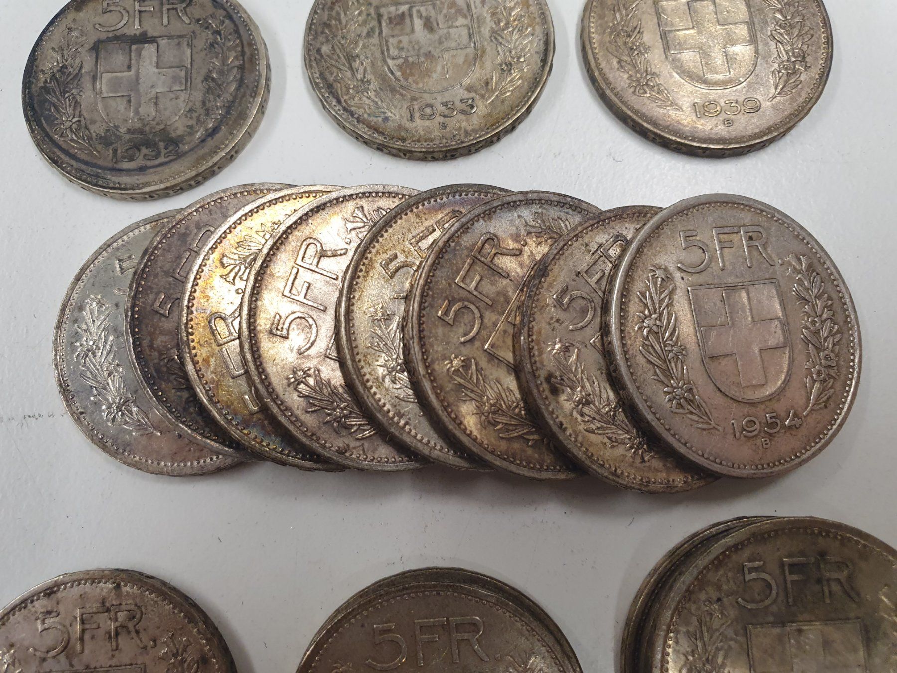 Lot mit 17 Stück 5 Franken Fr silber zw. 1932 - 1969 ab 1.- (D'occasion ...