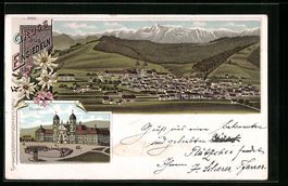 Litho Einsiedeln, Ortsansicht, Kloster