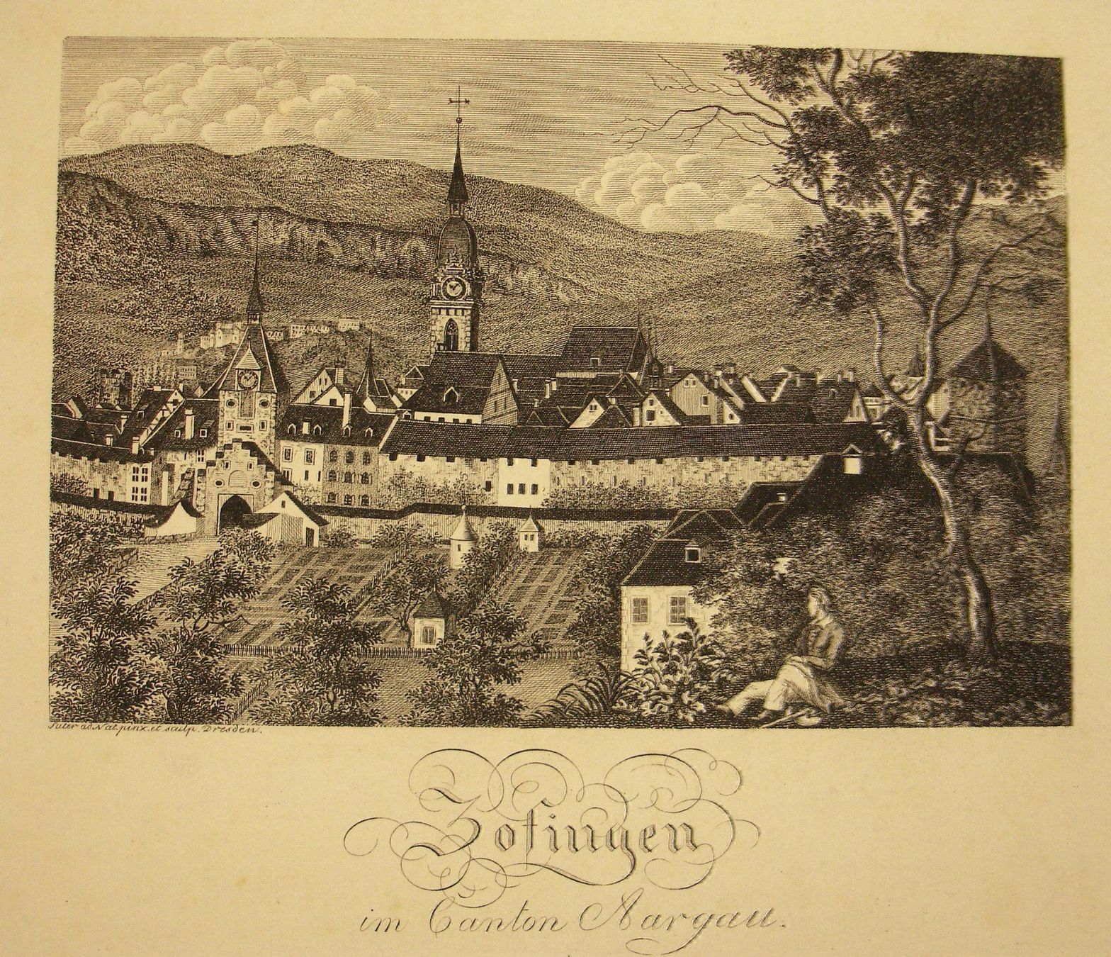 Foto & Immagini: ZOFINGEN, KUPFERRADIERUNG UM 1820 – Usato da Grüningen venduto da Kartensammler 1
