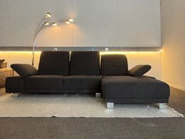 Ecksofa Dunkelgrau mit verstellbaren Sitzkissen