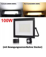 + 100w Fluter Strahler Flutlicht  Bewegungsmelder kaltweiss