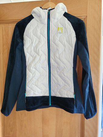 Veste sport Karpos à capuche blanc bleu taille S comme neuve