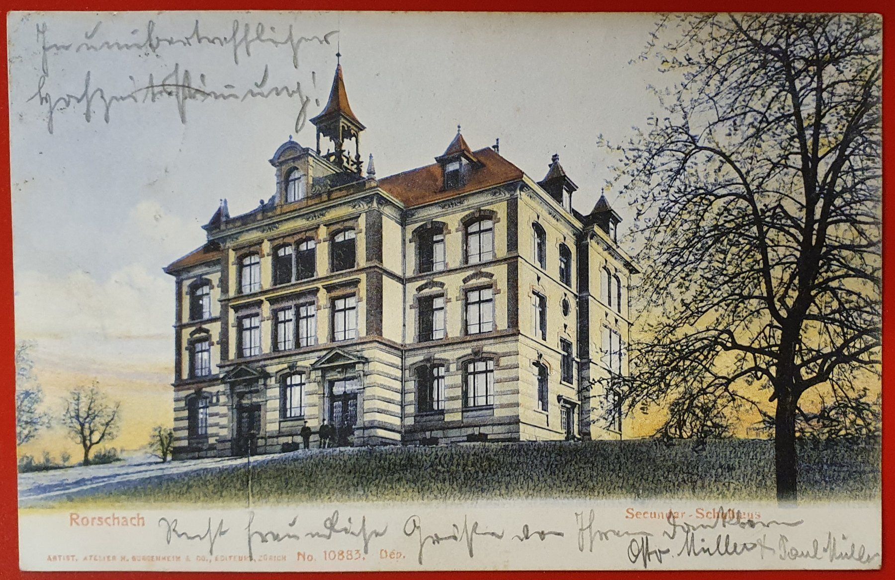 Cartoline postali: Rorschach 1904, Sekundar - Schulhaus – Usato da Kreuzlingen venduto da Rschweiz1