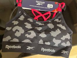 Neuer Reebok Sport-BH Grösse S schwarz/pink Leopardendruck