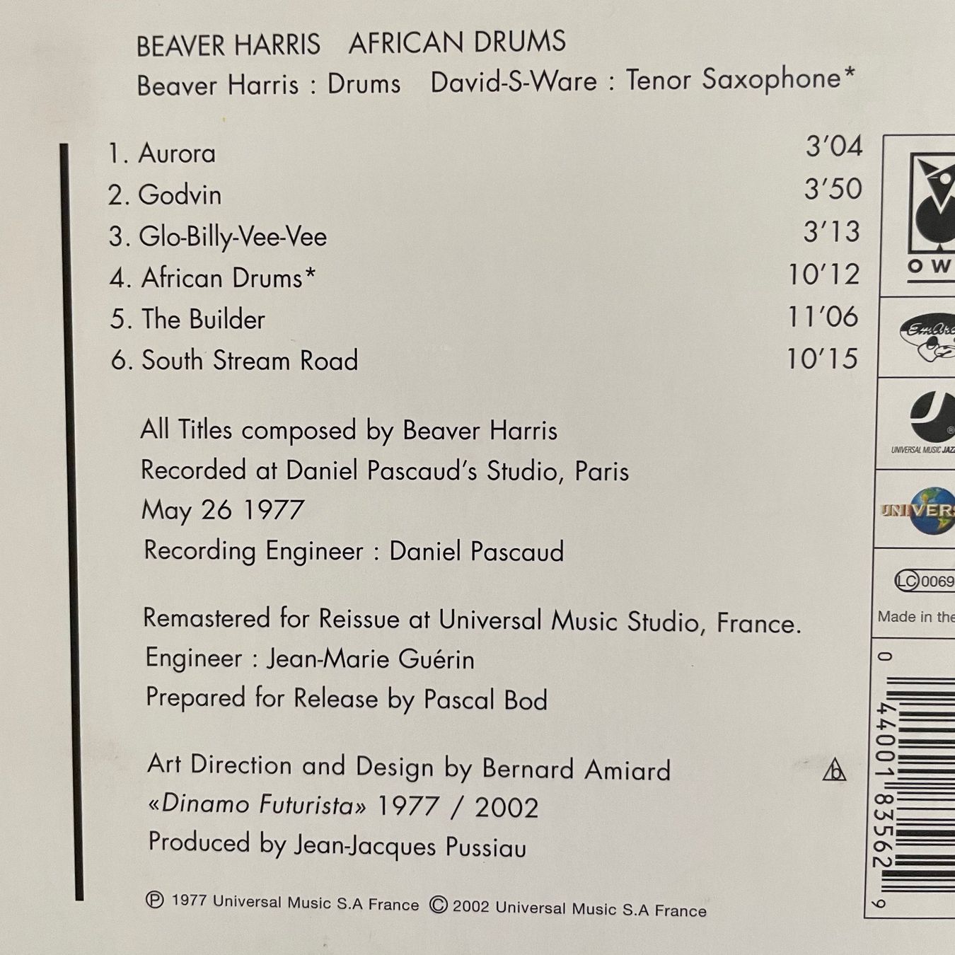 CDs: Beaver Harris - African Drums (CD OWL) 1977 w/ David-S-Ware – D'occasion à Zug par Mirare9 3