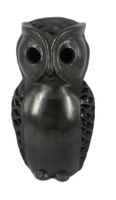 Figurine hibou sculptée en argile noire par artisan d’Oaxaca