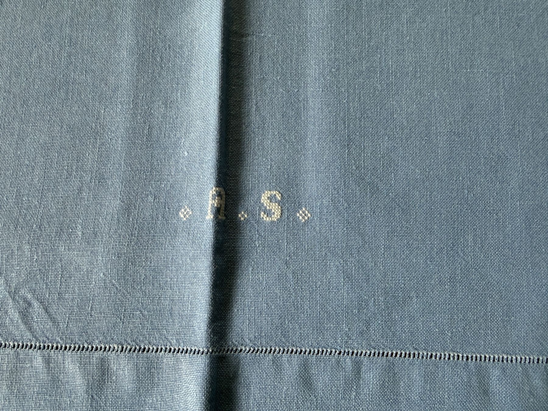 Altra biancheria da tavola: Hellblaue Tischdecke mit Monogramm A.S., Vintage Stil! – Usato da Erstfeld venduto da Uhu1980 2