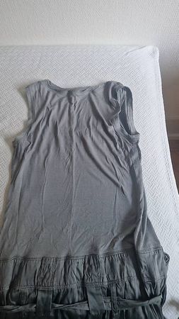 Seiden Kleid grün grau Eva Kayan