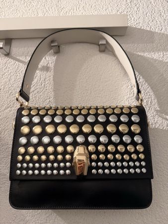 Cavalli Class Handtasche Schwarz Nieten Gold Silber 