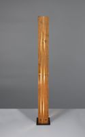 Stehleuchte Holz, Metall Schwarz matt, Holz naturbelassen