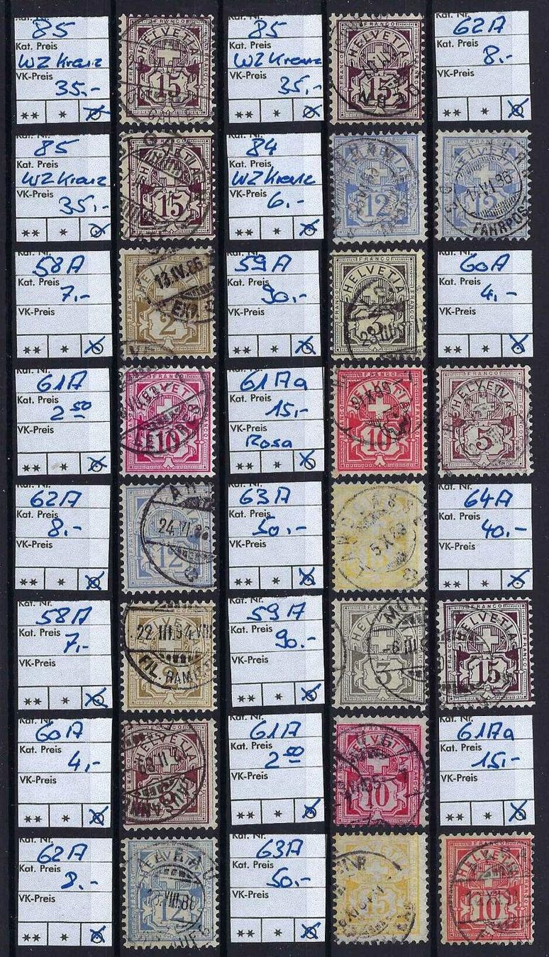 Tutti i francobolli: TOP Lot Ziffermuster gest. SBK 504.- – Usato da Hitzkirch venduto da walti1959
