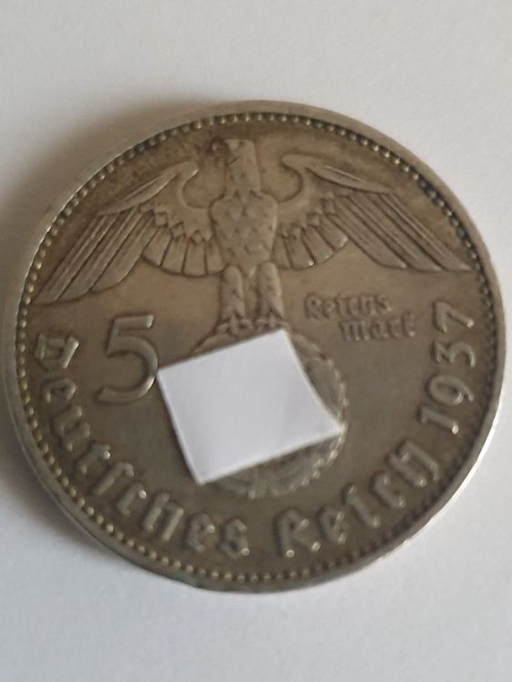 2 Reichsmark 1937 Mit HK Quadrum Kapsel 24 Karat Vergoldet RM Drittes Reich