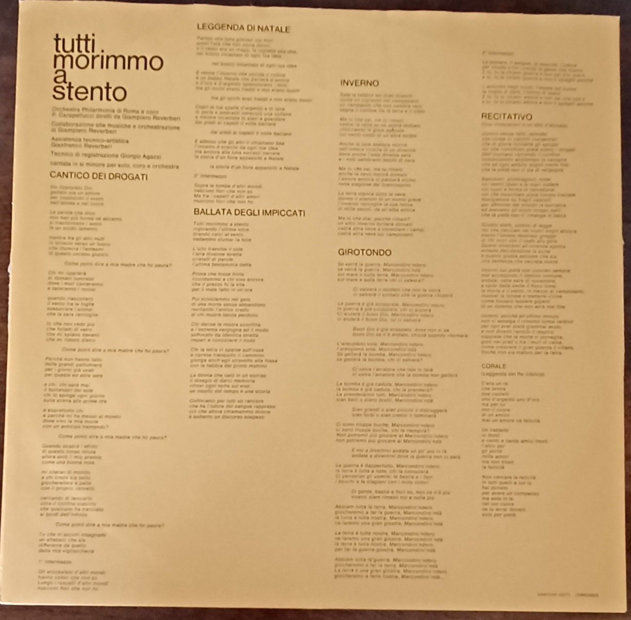 Dischi in vinile: FABRIZIO DE ANDRE' - tutti morimmo a stento 1971 RE  Chanson – Usato da Hägendorf venduto da Plattenhardt 3