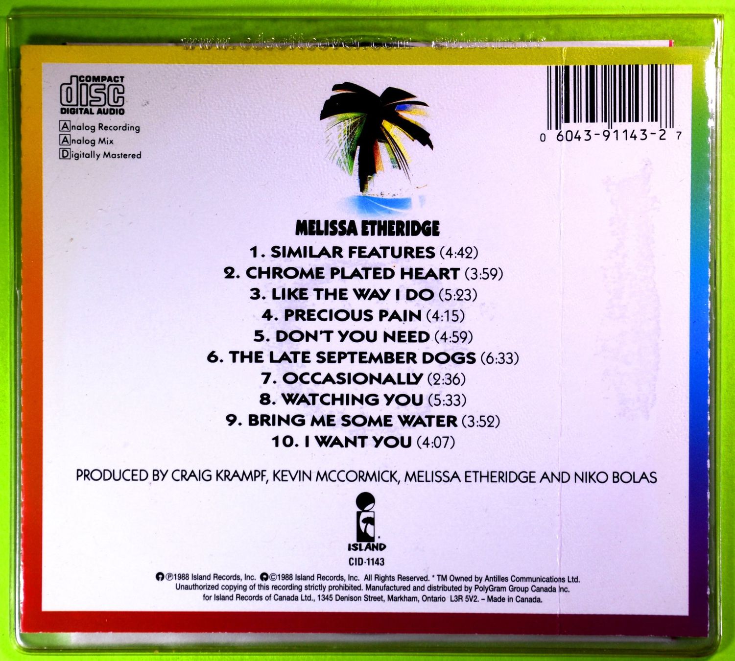 CD: MELISSA ETHERIDGE  /  ISLAND  /  WUNDERSCHÖNE, MELODISCHE CD – Nuovo (secondo la descrizione) da Luzern venduto da piro12 2