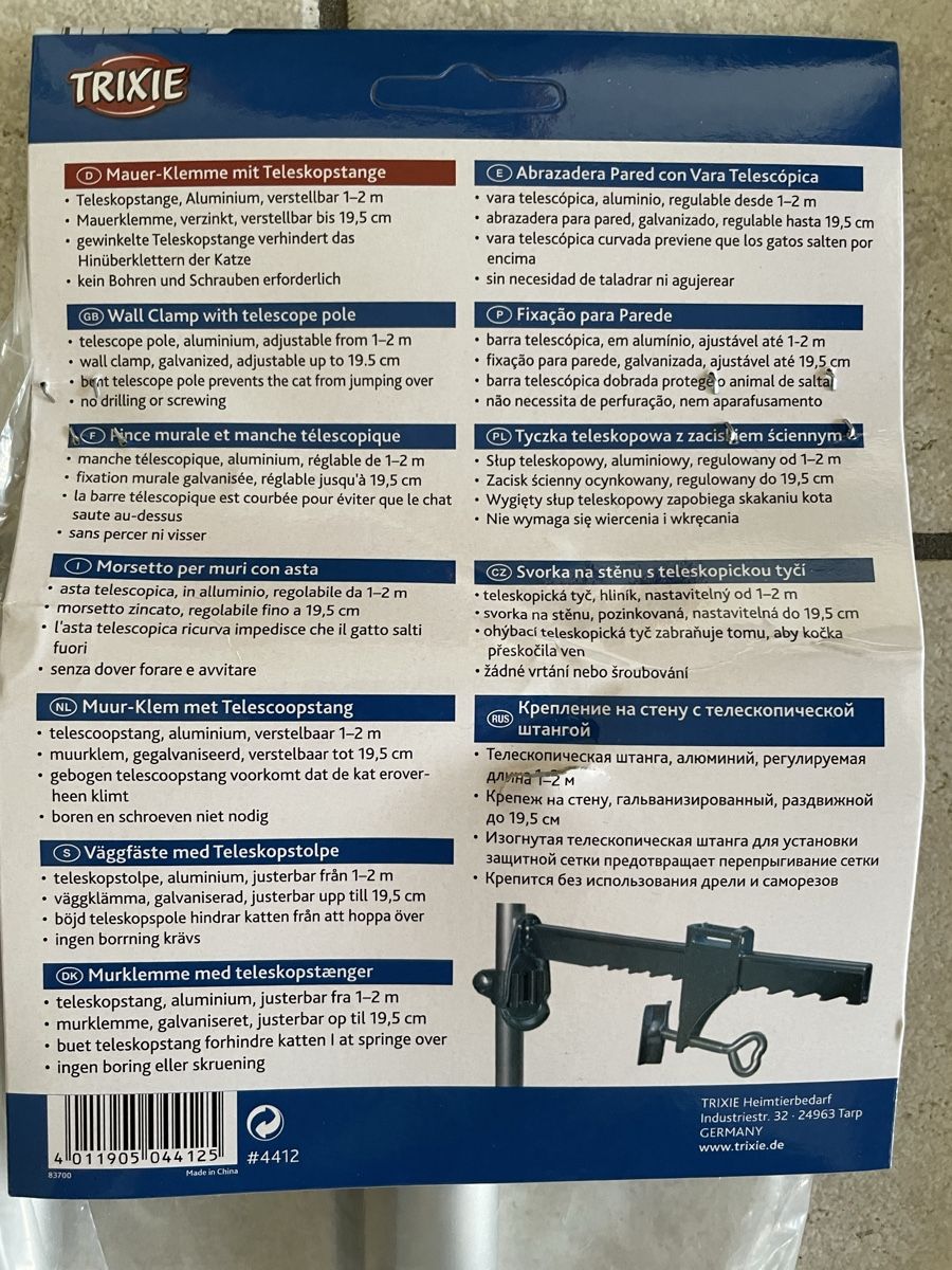 Supporti a parete: Trixie Mauer-Klemme mit Teleskopstange 2 Stk – Nuovo e nell'imballaggio originale da Hettiswil venduto da jaluti01 2