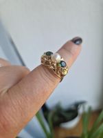 Ring Gelbgold 585 mit 1 Perle und 2 Turmalinen