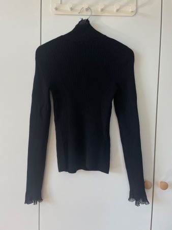 Sézane Woll-/Strickpullover Schwarz, Gr. S (Spitzendetails)