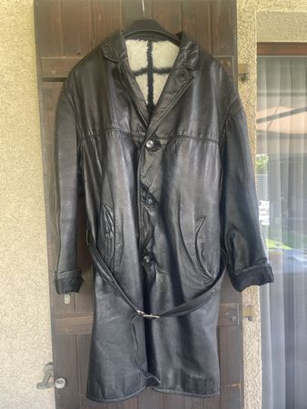 Manteau cuir noir fourrure