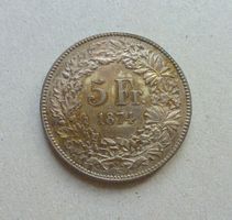 ++ 5.- Franken 1874 B., gute Erhaltung