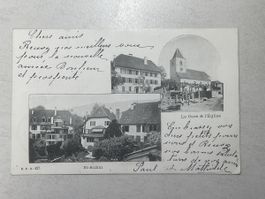 Carte 31.12.1900/01.01.1901 de St-Aubin, La Cure & l'Eglise