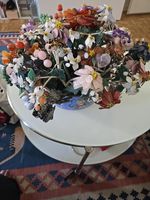 Stein Blumenstrauss mit Vase und Sockel guter Zustand