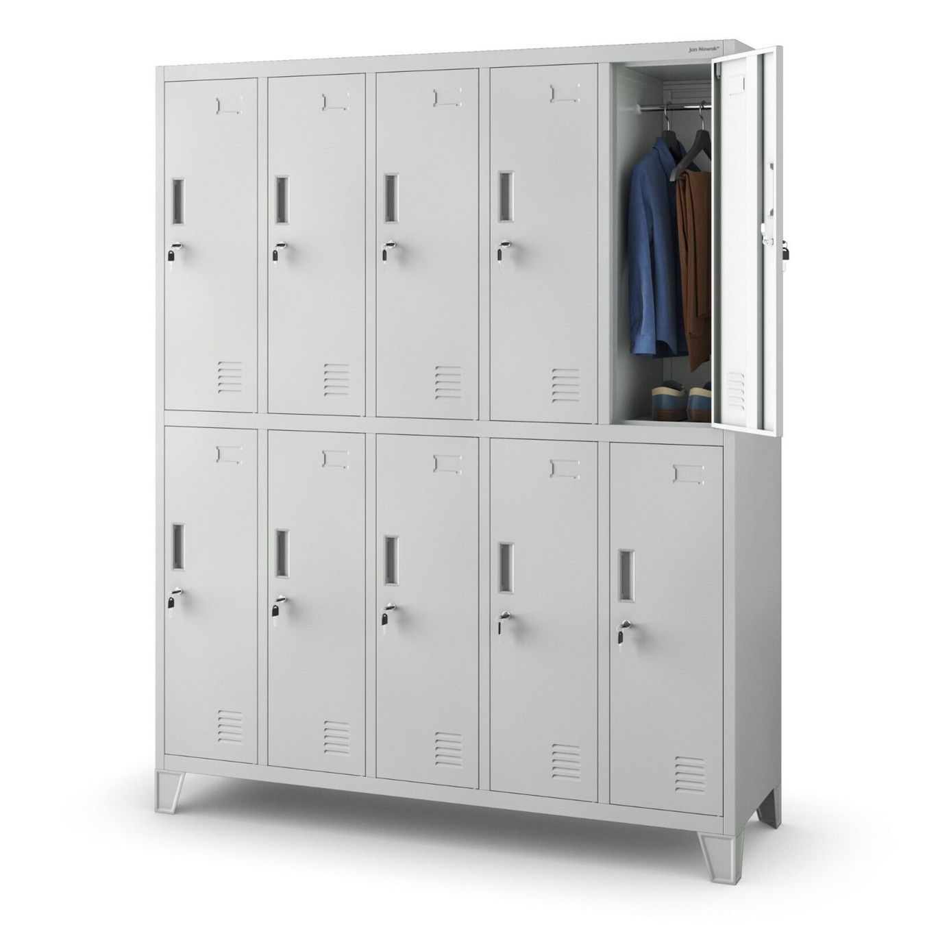 Schränke: Schliessfachschrank 10 Fächer - Grau/Grau – Neu und originalverpackt aus Wallenwil von toesstal-vertrieb