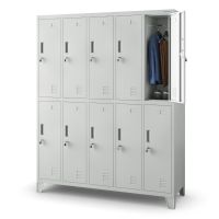 Schliessfachschrank 10 Fächer - Grau/Grau