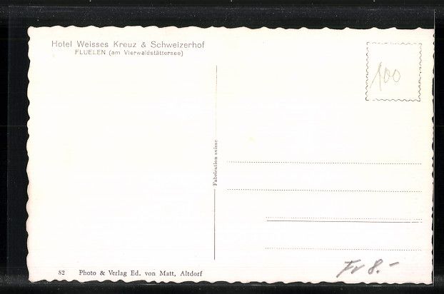 Cartoline postali: Flüelen, Hotel Weisses Kreuz, Schweizer – Usato da Berlin venduto da bartko-reher 1