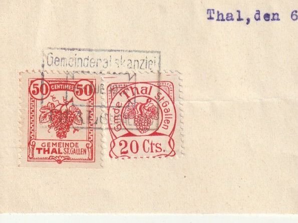 Alle Briefmarken: Fisikalmarken Gemeinde Thal auf Dokument – Gebraucht aus Rorschacherberg von fratovi2 1