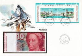 Grosser Banknotenbrief Schweiz 1986