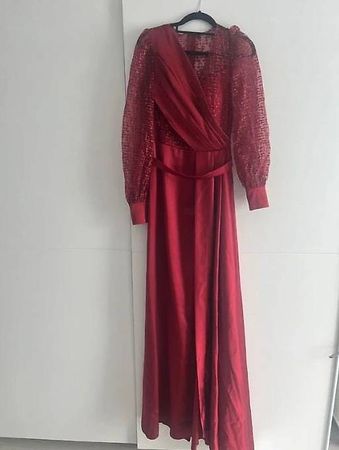 Abendkleid mit Schleppe Gr. S 36 Burgunderrot Bordeaux 