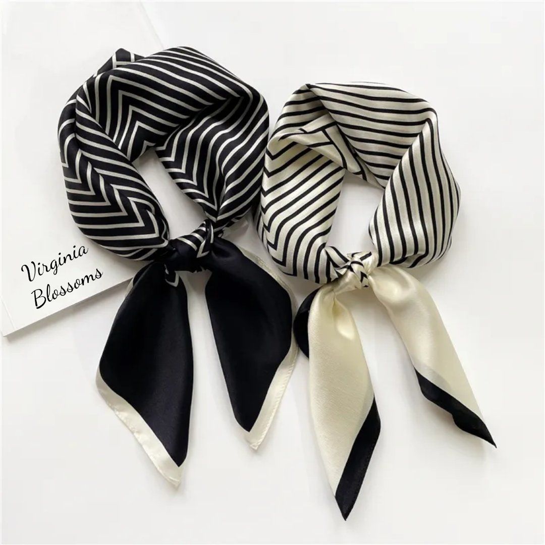 Foulard & Sciarpe: New 68cm Seidentuch, Geometric Pattern Black 100% Silk – Nuovo e nell'imballaggio originale da Baar venduto da virginiablossoms 3