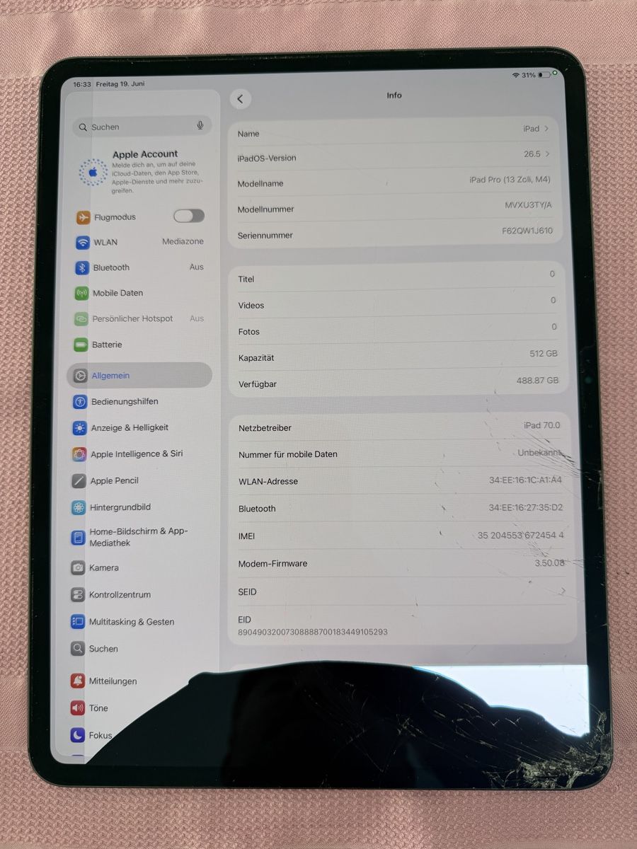 Apple Tablet PC: Apple iPad Pro M4 – Difettoso da Brunnen venduto da Nextmd