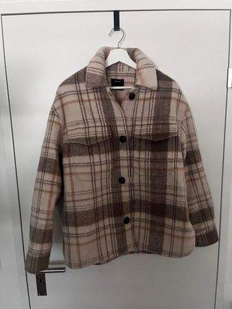 Oversized Karo Jacke Bershka beige/braun Holzfäller