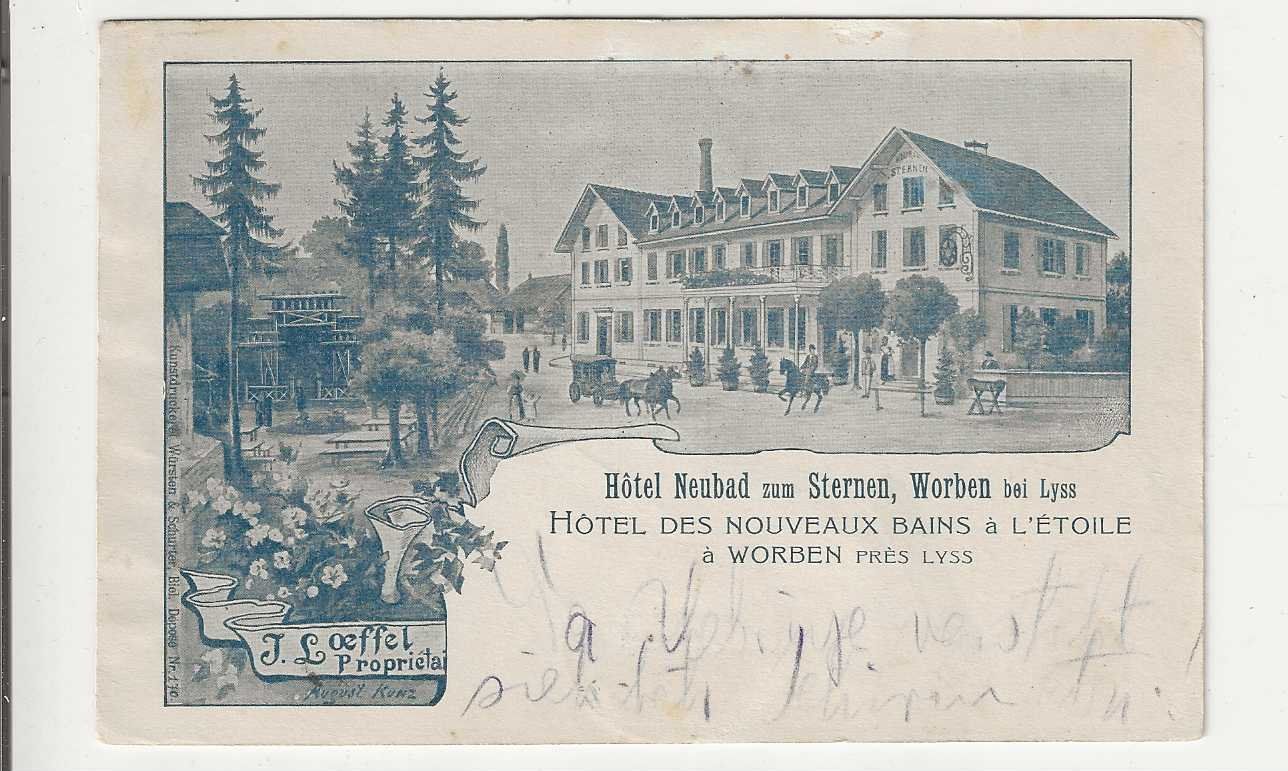 Cartoline postali: Worben bei Lyss,  Litho, 1909 – Usato da Spiez venduto da Niesen20