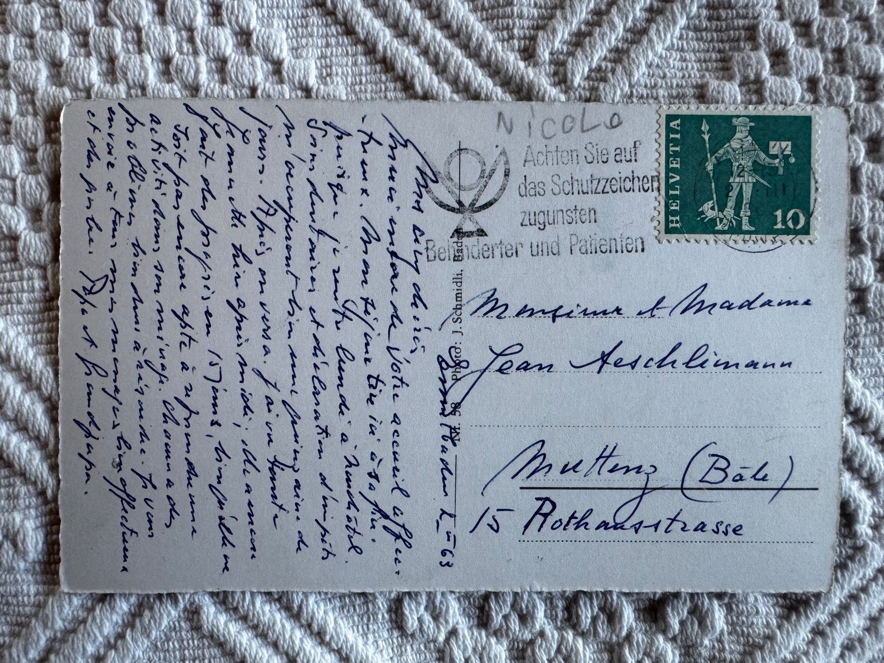 Cartoline postali: Ansichtskarte gelaufen 1963, Baden – Usato da Vellerat venduto da joromaur 1