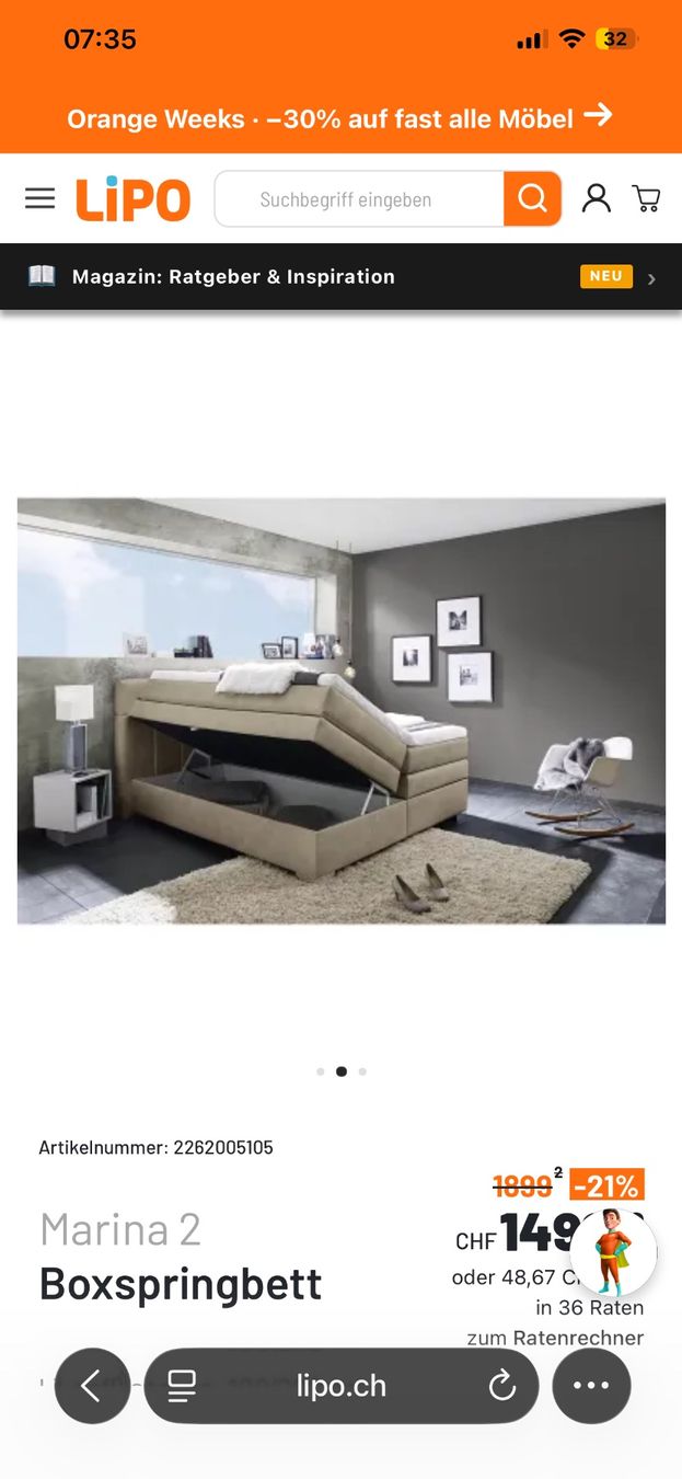 Lits: Boxspringbett – D'occasion à Wil SG par mdo_h9zr 2