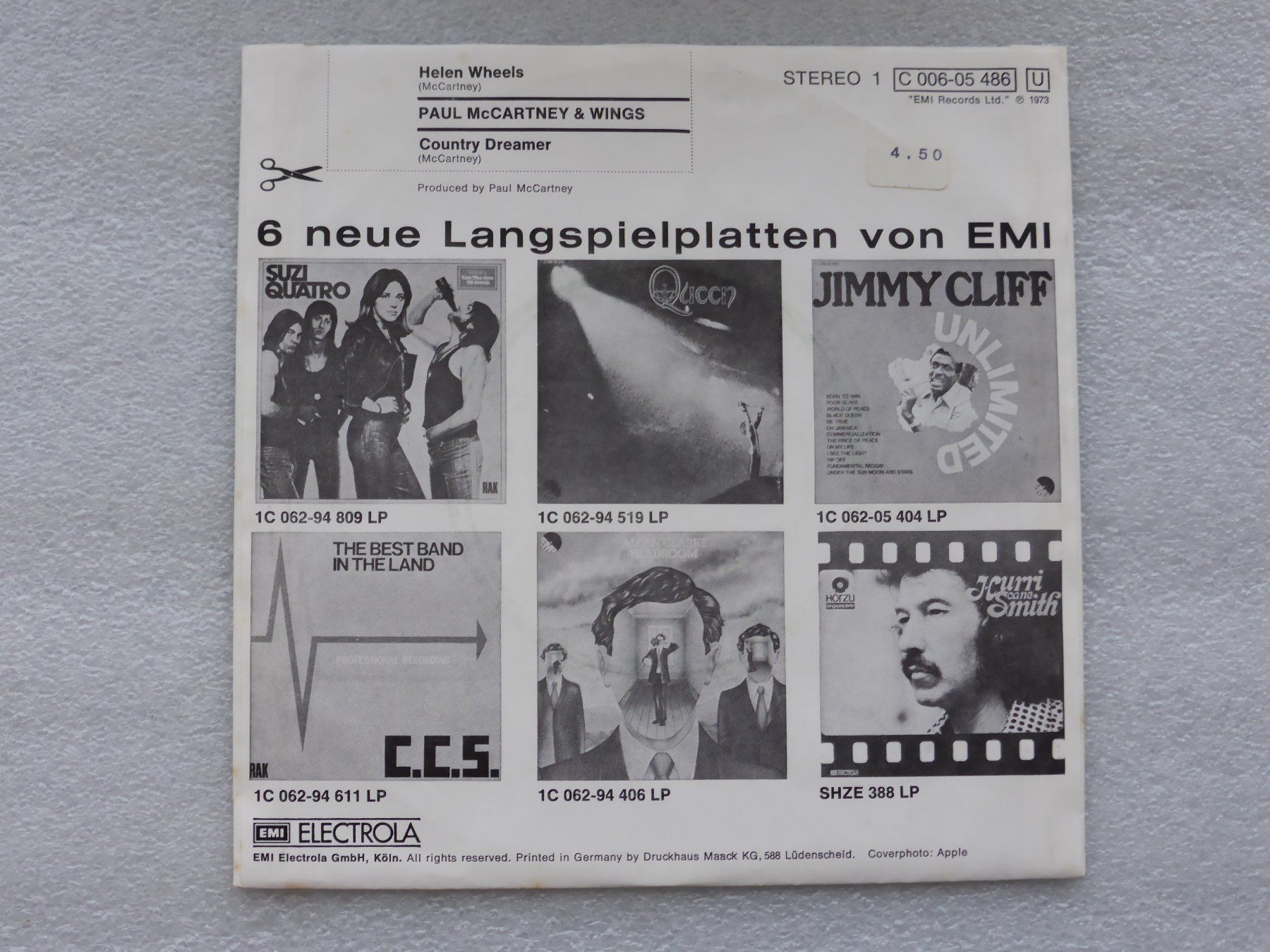 Dischi in vinile: Vinyl Single  PAUL McCARTNEY & WINGS – Usato da Küssnacht am Rigi venduto da Mondkinder 3