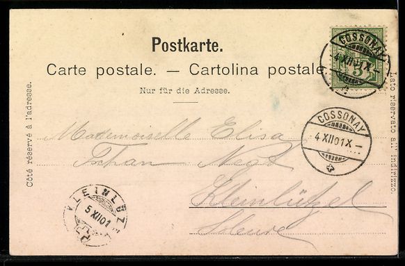 Cartes postales: AK Cossonay, Rue des Etangs, 1901 – D'occasion à Berlin par bartko-reher 1