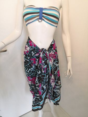 🤩2 STK: TCM TCHIBO BLUSE & PAREO BLUMEN-PAILETTEN NEUWERTIG