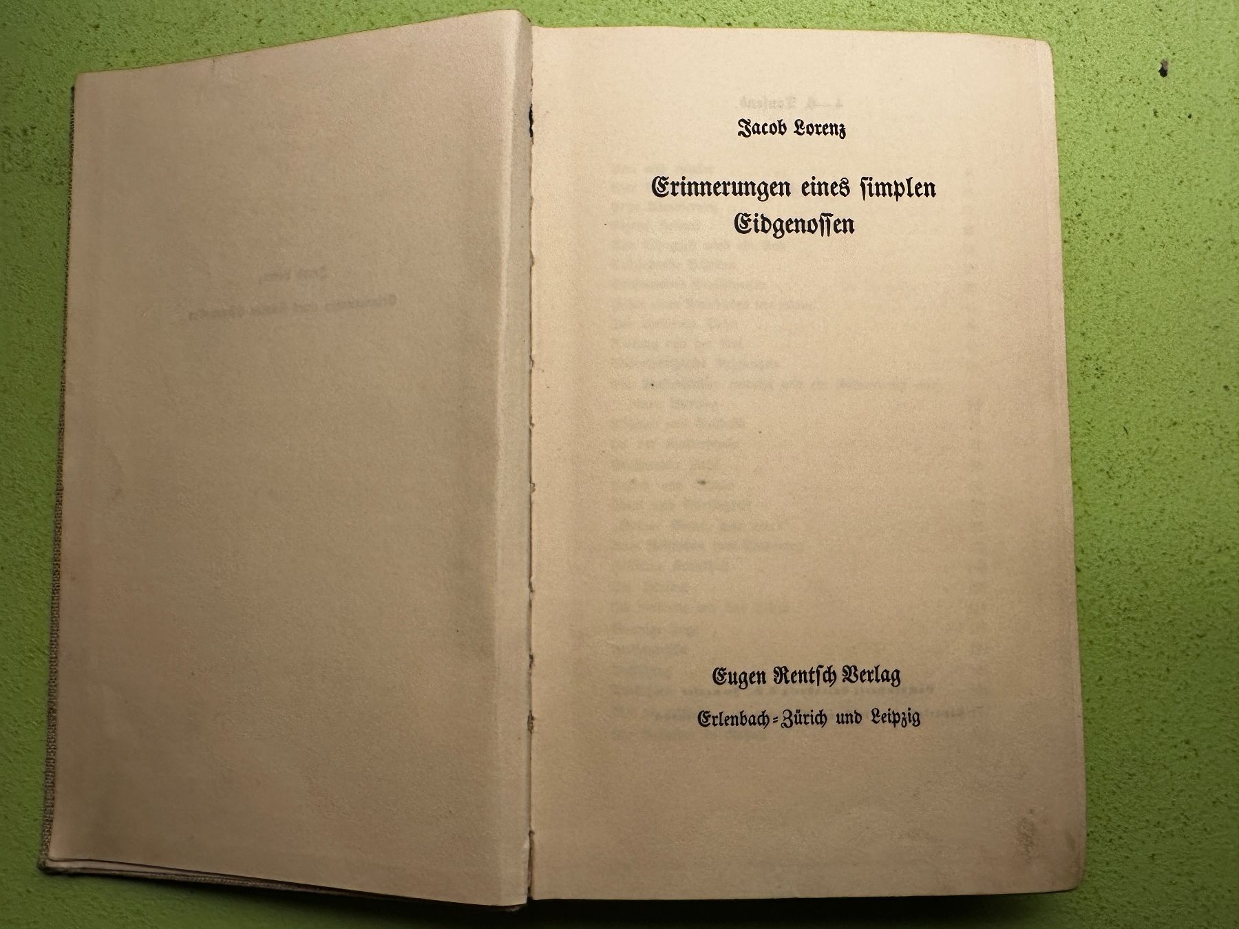 Libri: Jacob Lorenz: Erinnerungen eines simplen Eidgenossen. – Usato da Zürich venduto da allp 1