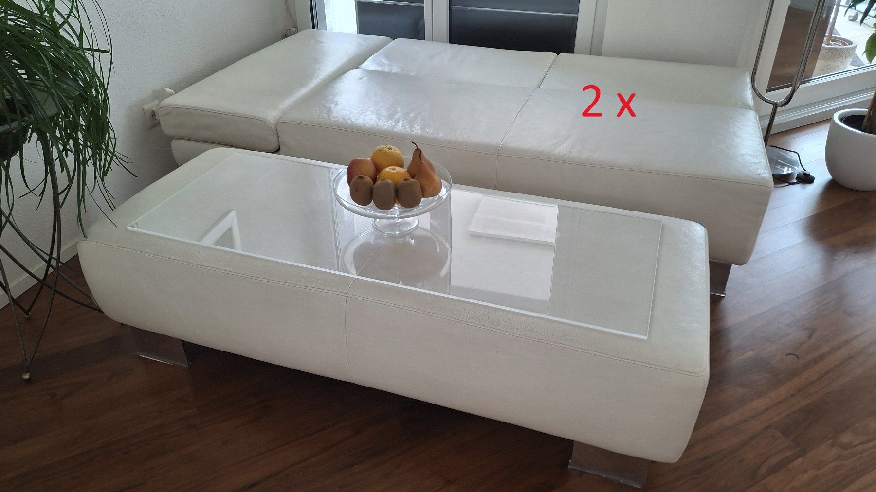 Divani: 3 Teiliges Echtledersofa Offwhite – Usato da Horw venduto da cha_g7bk 1