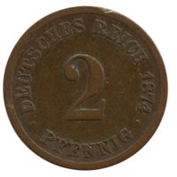 Deutschland Kaiserreich 2 Pfennig 1874 G