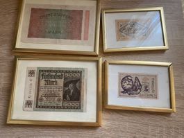 4 Bilder Deko mit Banknoten (Deutsche )