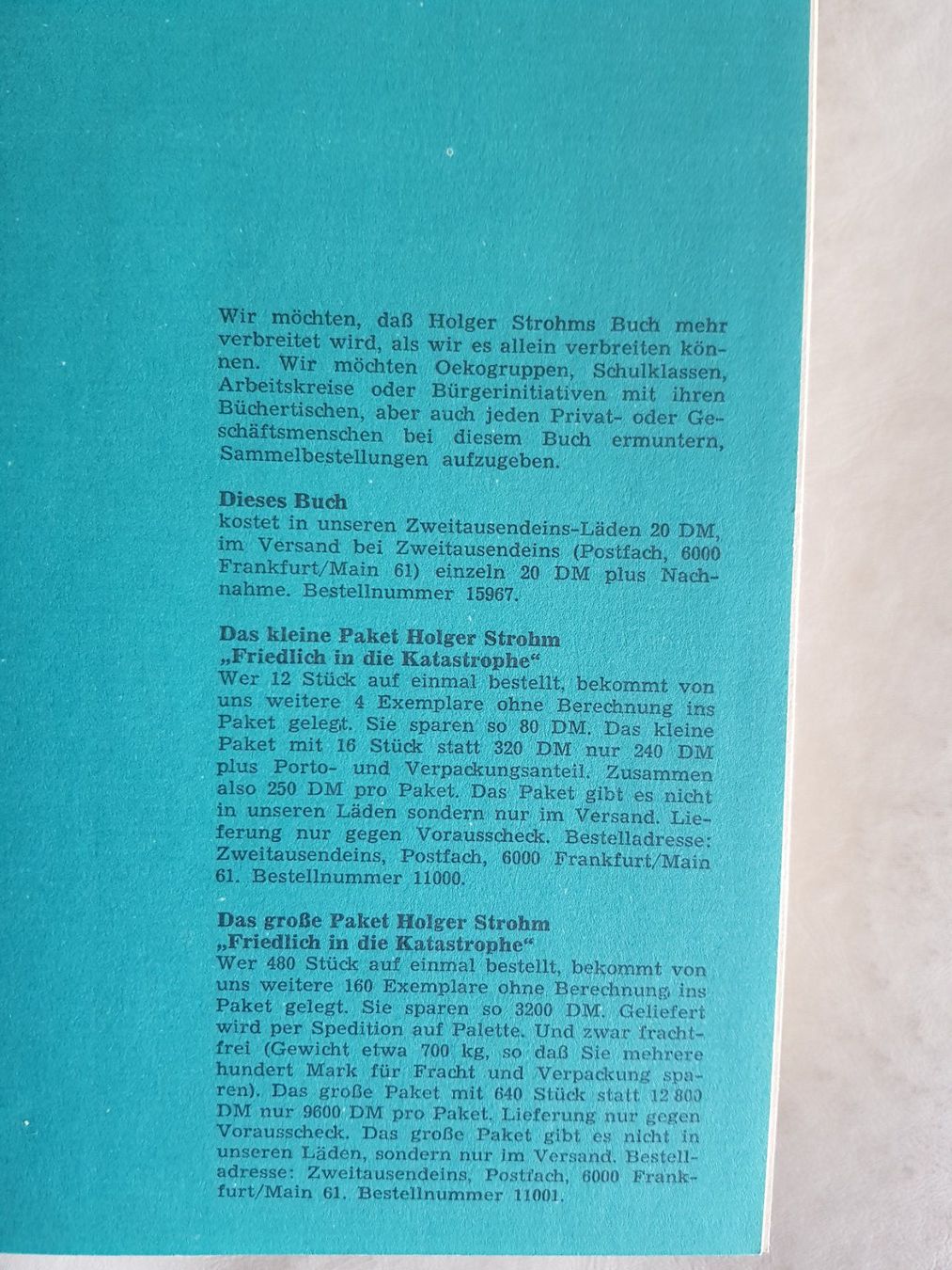 Libri: Holger Strohm - Friedlich in die Katastrophe - 1981 – Usato da Walterswil BE venduto da Lonitti 8