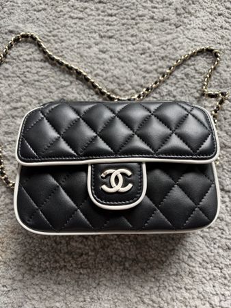 Chanel Tasche schwarz mit Kette Leder guter Zustand