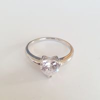 Silber Ring 925  mit Herzschliff-Zirkonia, Gr 20,3 mm