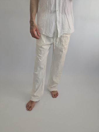 Sommerhose Weiss Baumwolle - Leichte Sommerhose Gr. S