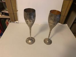 2er Set Vintage Sektgläser/Champagnergläser aus Metal