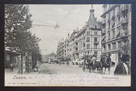 AK Pilatusstrasse LUZERN belebt 1903 Pferdegespann